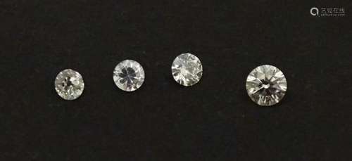 Loose unset stones: Four round brilliant cut diamonds. Large...