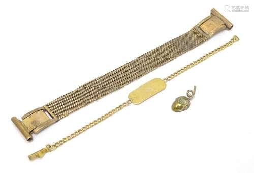 An 18ct gold bracelet together with yellow metal and gilt it...