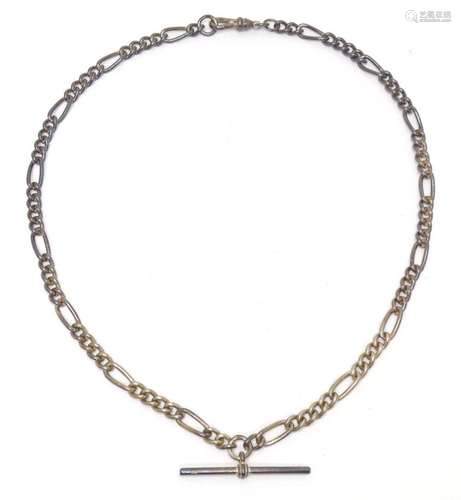 A silver and white metal Albert watch chain. Approx 18"...