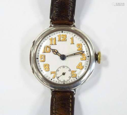 A silver Rolex trench watch hallmarked London 1916 . Hallmar...