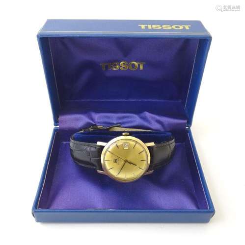 A 9ct gold gentleman's Tissot Visodate wristwatch. Appro...