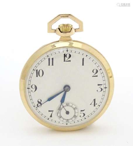 A 9ct gold cased pocket watch with 16 jewel movement, the si...