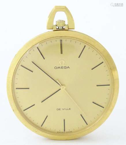 An Omega de Ville gold plated pocket watch with round gilt d...