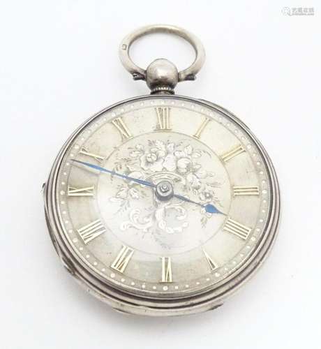 A Victorian silver cased pocket watch, hallmarked London 185...