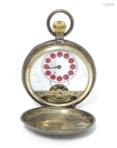 A silver Hebdomas patent 8 day hunter pocket watch, having p...