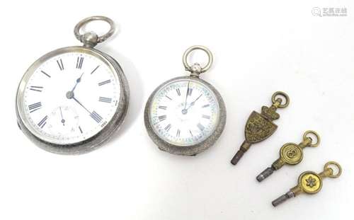 A Victorian silver cased pocket watch, the enamel dial with ...