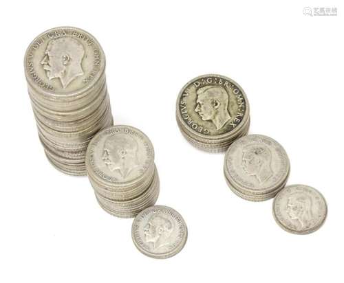 Coins : A quantity of George V & VI coins.