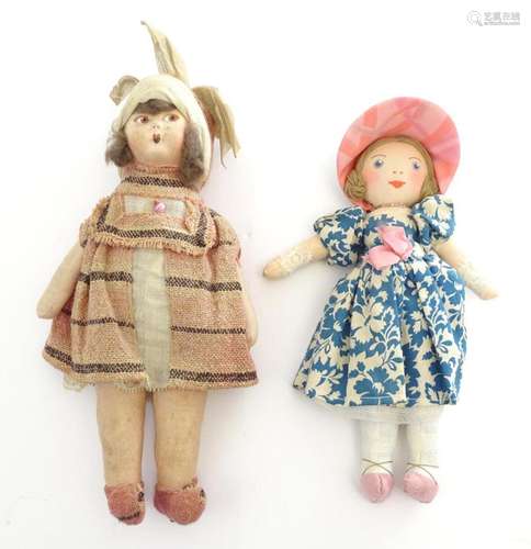 Toys: Two fabric dolls, to include one by Patience Arnold of...