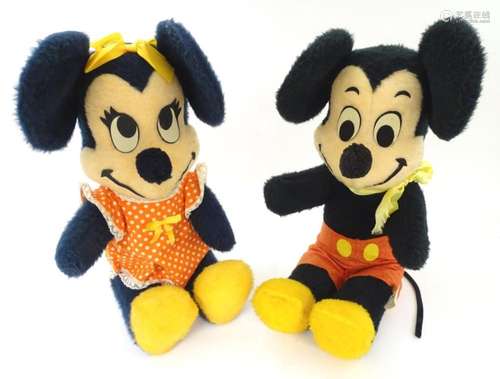 Toys: 20thC Walt Disney Characters plush toys Mickey Mouse a...