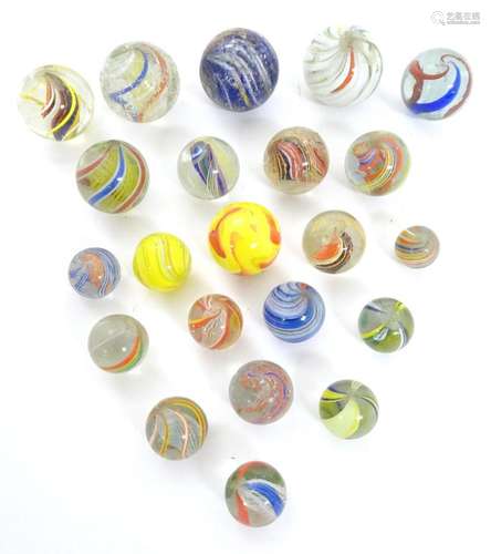 Toys: A quantity of German vintage glass marbles with colour...