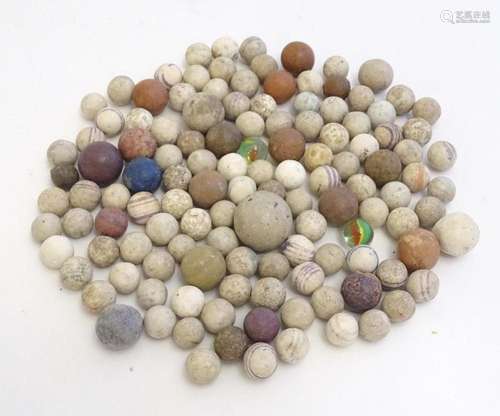 Toys: A quantity of assorted Victorian marbles to include ha...