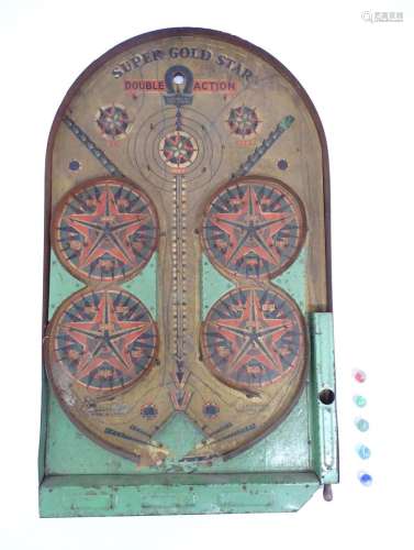 Toys: An American tin plate bagatelle / pin board game title...