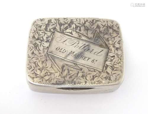 A Victorian silver snuff with engraved decoration, hallmarke...