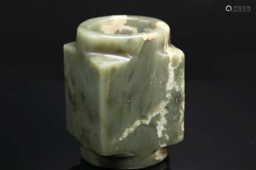 A Celadon Jade Archaistic Cong, Ming Dynasty (Private Englis...