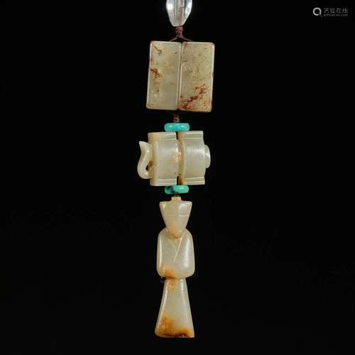 A String of White Jade beads, Han Dynasty (Private English C...