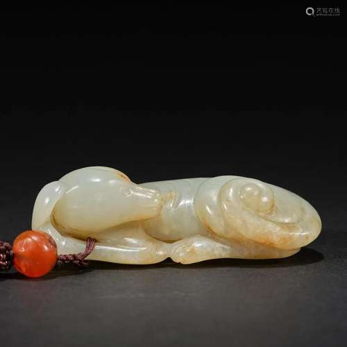 A Pale Celadon Jade Carving of a Dog, Qing Dynasty (Private ...