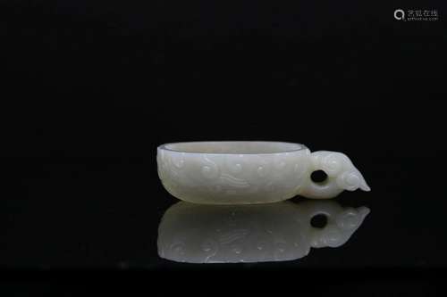 A Pale Celadon Jade 'Dragon-Head' Water Pot, Qing Dy...