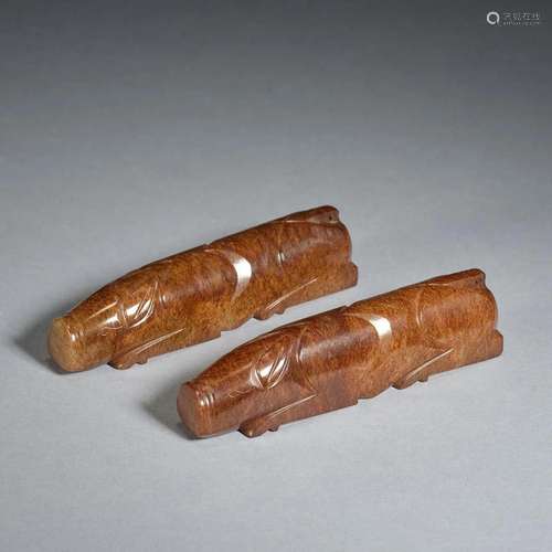 A Pair of Jade Pigs, Probably Han Dynasty (Private English C...