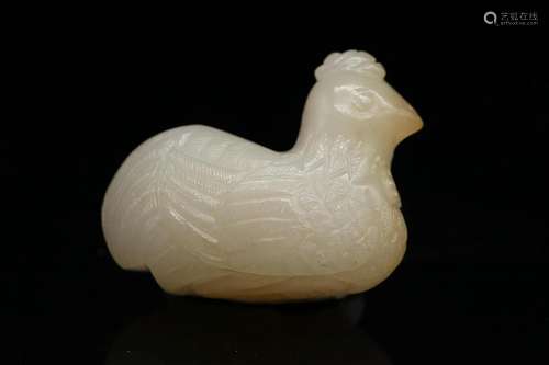 A White Jade Carving of a Rooster, Qing Dynasty (Private Eng...