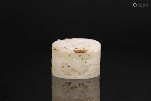 A White Jade 'Crane and Lotus' Reticulated Incense B...