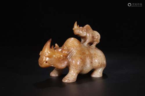 Night: hetian jade rhinoceros water jarSize: 12.2 cm wide17....