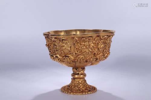 : gold flower grain cupSize: 12.6 cm diameter of 14.5 cm wei...