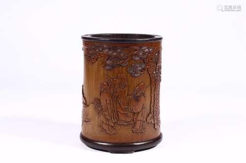 "Baiyun mountain people" bamboo fu lu shou brush p...