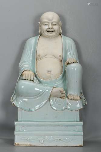 CHINESE POLYCHROME ENAMEL FIGURE OF MAITREYA