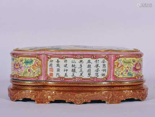 CHINESE PAINTED-ENAMEL COVERED BOX DEPICTING 'FIGURE STO...