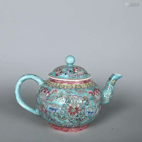 CHINESE PAINTED-ENAMEL TEAPOT DEPICTING 'FLORAL'