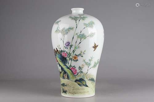 CHINESE PAINTED-ENAMEL MEIPING VASE DEPICTING 'BIRD AND ...