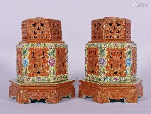 CHINESE FAMILLE-ROSE INCENSE BURNER DEPICTING 'LOTUS SCR...