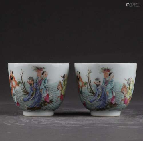 CHINESE FAMILLE-ROSE CUP DEPICTING 'EIGHT TAOIST IMMORTA...