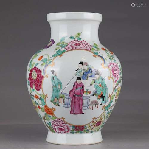 CHINESE FAMILLE-ROSE VASE DEPICTING 'FIGURE STORY',&...