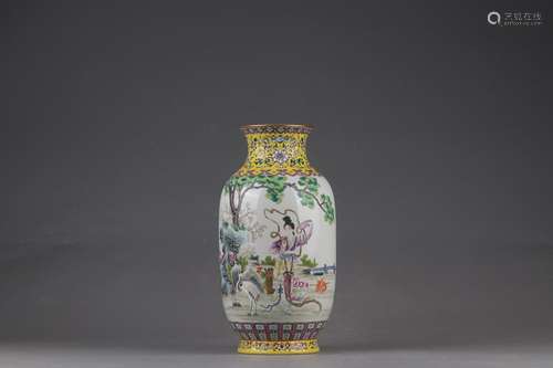 CHINESE FAMILLE-ROSE VASE DEPICTING 'FIGURE STORY', ...