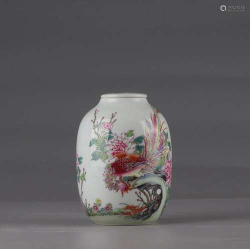 CHINESE FAMILLE-ROSE JAR DEPICTING 'PHOENIX',' Q...