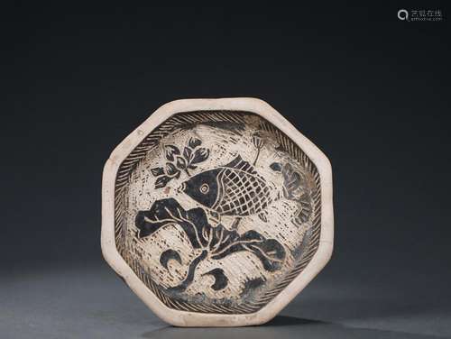 CHINESE CIZHOU-WARE INKSTONE DEPICTING 'FISH AND LOTUS&#...