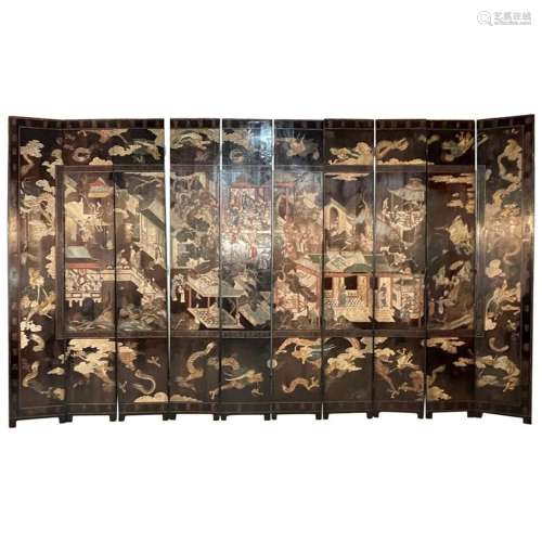 Mid-18th Century Chinese Coromandel Ten Fold Screen / Room D...