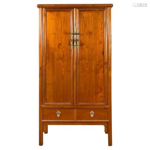 Chinese Qing Dynasty 19th Century Elmwood Noodle Cabinet wit...