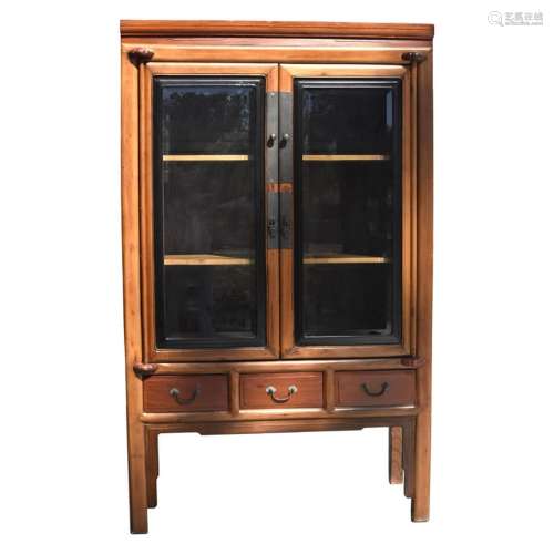 Antique Chinese Glass Curio Cabinet, Ming Style