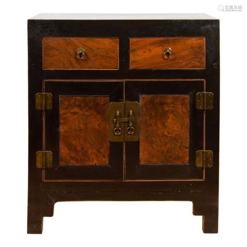 Chinese Hebei Two Toned Low Cabinet with Black Lacquer and B...