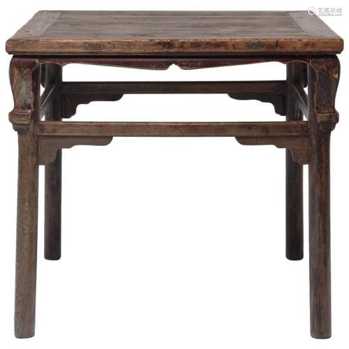 Chinese Square Display Table with Scroll Corners, circa 1850