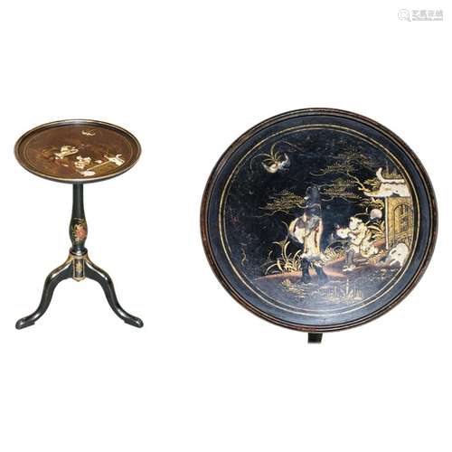 Stunning Late Victorian Chinoiserie Ebonised and Lacquered A...