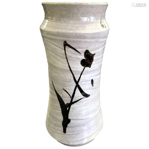 Shoji Hamada Japanese Glazed Tetsue Hakeme Vase with Origina...