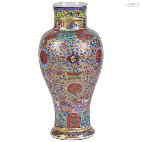 Large 18th Century Clobbered Chinese Export Vase