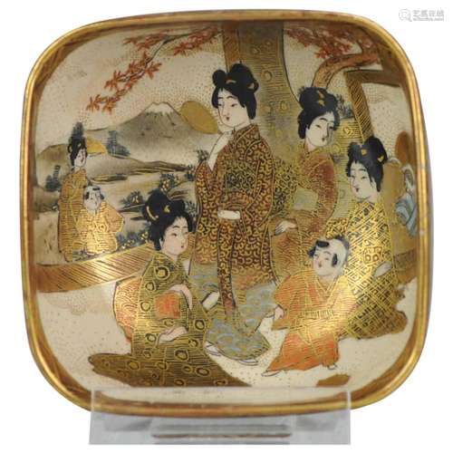 Antique 19th Century Japanese Satsuma Bowl Japan Figures Mei...