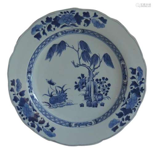 18thC Chinese Porcelain Charger Blue & White, Qing Qianl...