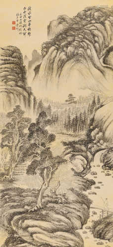 溥伒 (1893-1966) 渡水望山寻绝壁