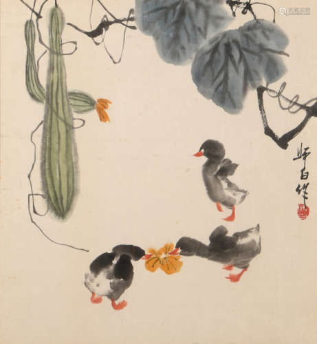 娄师白 （1918-2010） 啄食图