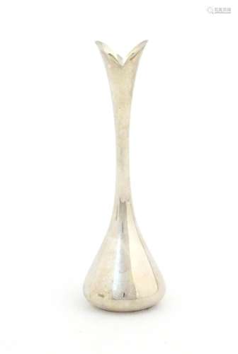 A Danish silver plate bud vase by Jorgen Th. Steffensen. Mar...